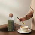 thumbnail image 5 of Harlier 1000ML Glass Storage Jar with Ball Cork Lid, Clear Glass Canisters with Cork Ball, Cute Decorative Round Glass Bottles with Airtight Wooden Lid for Spice, Sugar, Salt, Tea, Nuts,Etc, 5 of 9