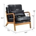 thumbnail image 2 of Mid-Century Modern Accent Chair with Pillow, Upholstered Armchair with Solid Wood Legs for Living Room, Bedroom, Small Space,Black, 2 of 6