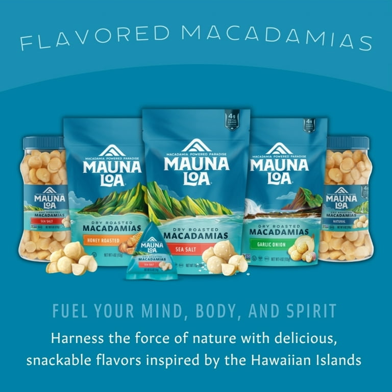 Mauna Loa Sea Salt Macadamia Nuts 4oz Bag, Dry Roasted, Crunchy