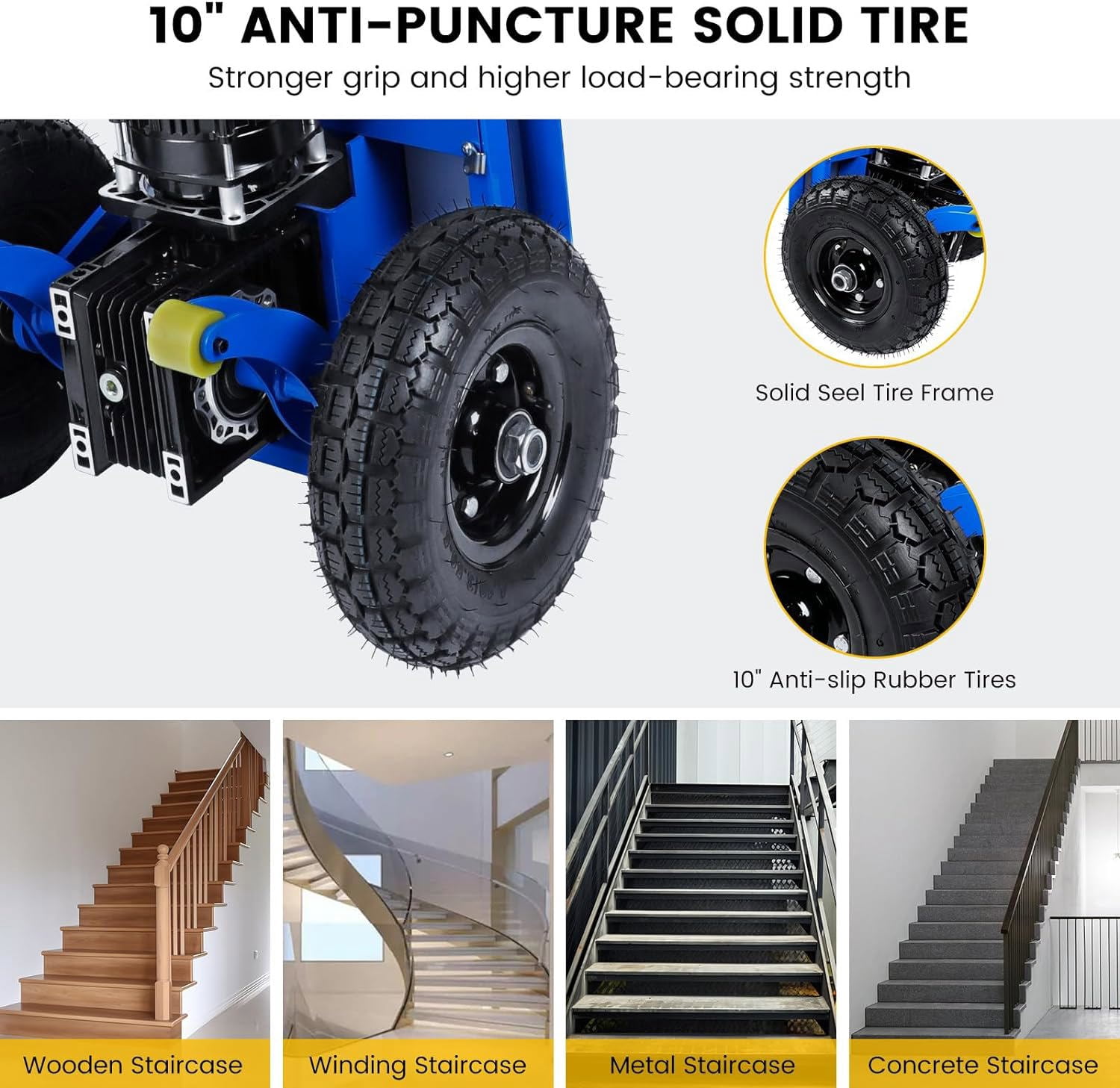 Joreek Electric Stair Climbing Dolly 1200W Powered Stair Climbing Hand Trucks 880lbs Max Capacity Electric Dolly for Stairs with 4M Safety Rope