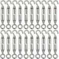 thumbnail image 1 of PinesC 20PCS Turnbuckle Wire Tensioner M4 Heavy Duty 304 Hook & Eye Rope Cable Tension Set Adjustable Garden Wire Tensioner Kit for Clothesline Railing Decking Plants Fence - Silver Silver, 1 of 5