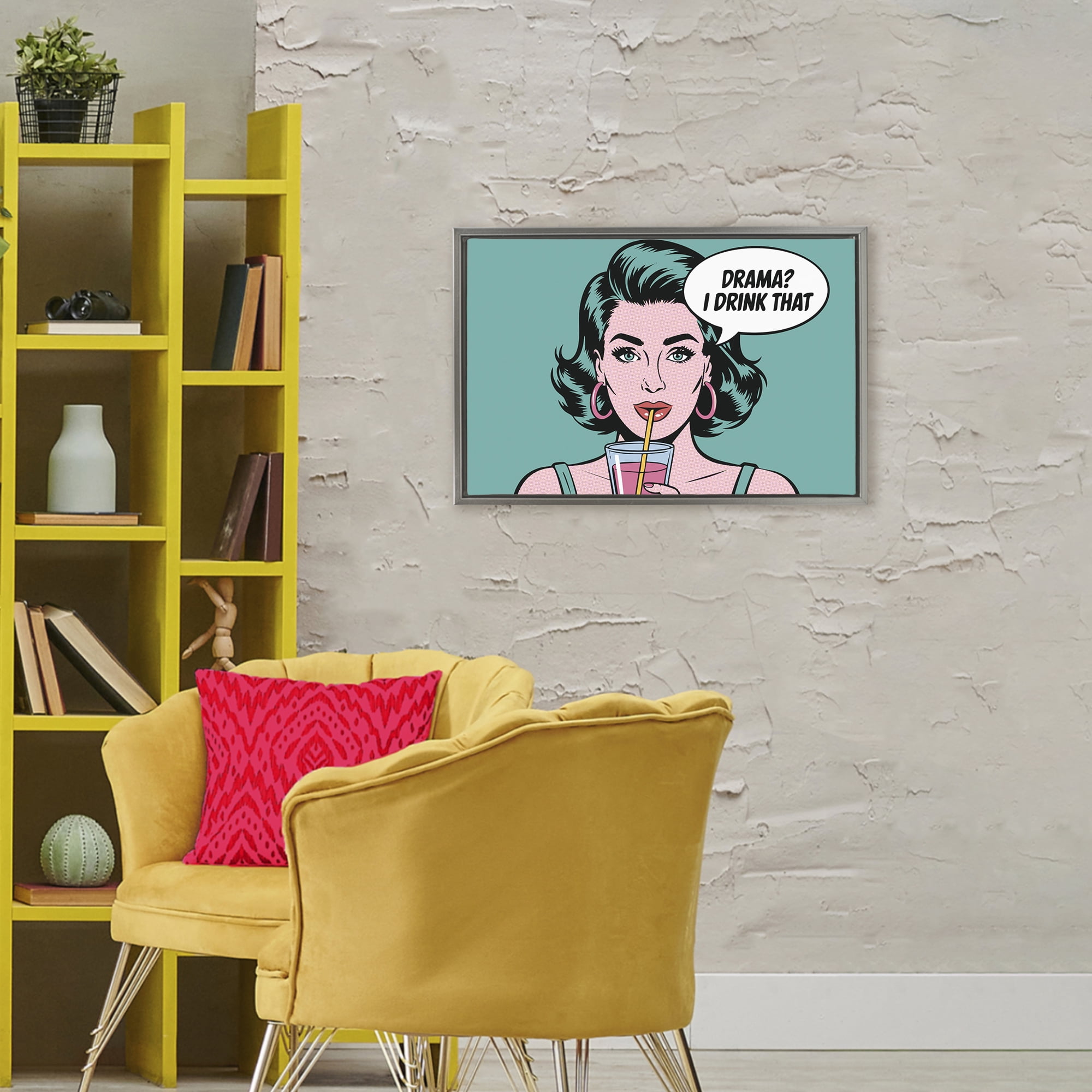 Stupell Industries Drama I Drink That Gray Framed Floater Canvas Wall Art, design by Andreas Magnusson