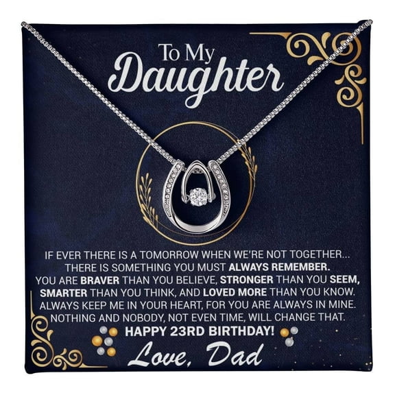 23rd Birthday Daughter Gift Necklace, Gift From Dad, Lucky in Love Jewelry For 23rd Birthday Daughter, Gift for 23 Year Old Daughter from Father jewelry