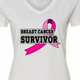 thumbnail image 4 of Inktastic Breast Cancer Survivor with Pink Ribbon Women's V-Neck T-Shirt, 4 of 5
