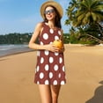 thumbnail image 3 of Daiia Maroon And White Polka Dot Print Women's Dresses 2025 Trendy Short sleeve Dresses Casual Baggy Flowy Maxi Sun Dresses, 3 of 7