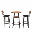 thumbnail image 4 of Cterwk 3 Pieces Round Bar Table with 2 Pack Stools Set, Bar Table Stools Set for Kitchen, Dining Room, Living Room, Bar, Brown, 4 of 9