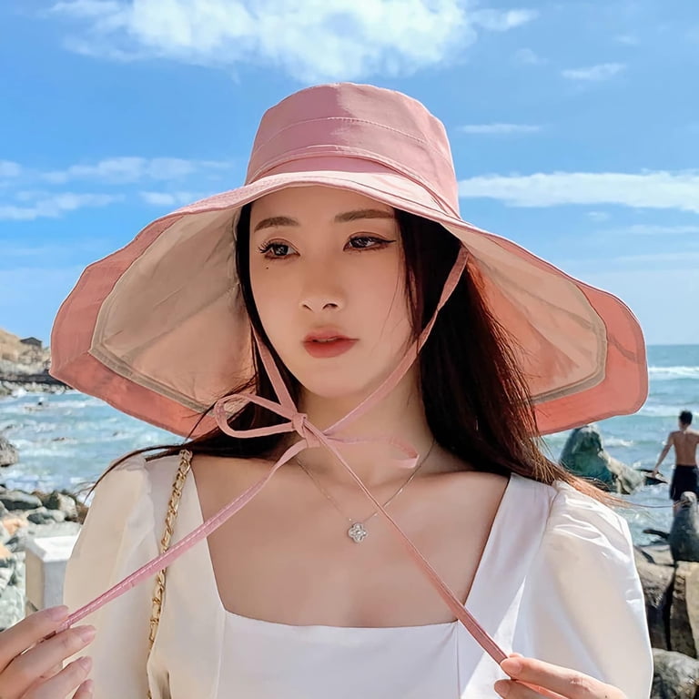 Women Wide Brim Sun Hat with Wired Edge, Chin Strap, UV Protection, Packable Penkiiy Super Wide Brim Women Sun Hat Cotton Floppy Packable  main image 4