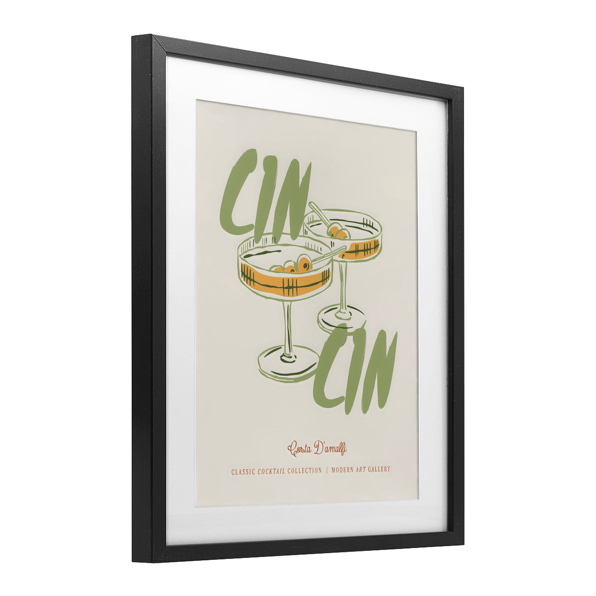 Stupell Industries Cin Cin Amalfi Cocktail Black Framed Print Under Glass, design by The Prints Vibe