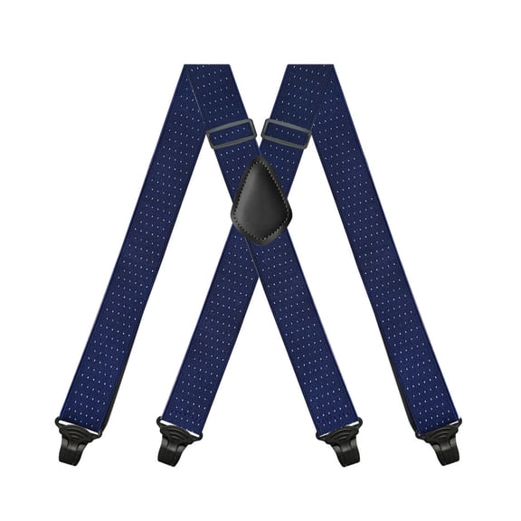 MOJOGO Men's X-Back Suspenders Solid Adjustable Elastic Strap Suspender with Supportive Clip for Work or Casual Wear Navy Free Size