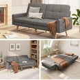 thumbnail image 1 of 180 cm Sofá Cama Moderno, Futón con Respaldo Ajustable, Reposabrazos Extraíble para Mayor Longitud, 6 Patas de Madera, 2 Barras de Soporte de Metal, Sala de Estar, Gris Oscuro, 1 of 8