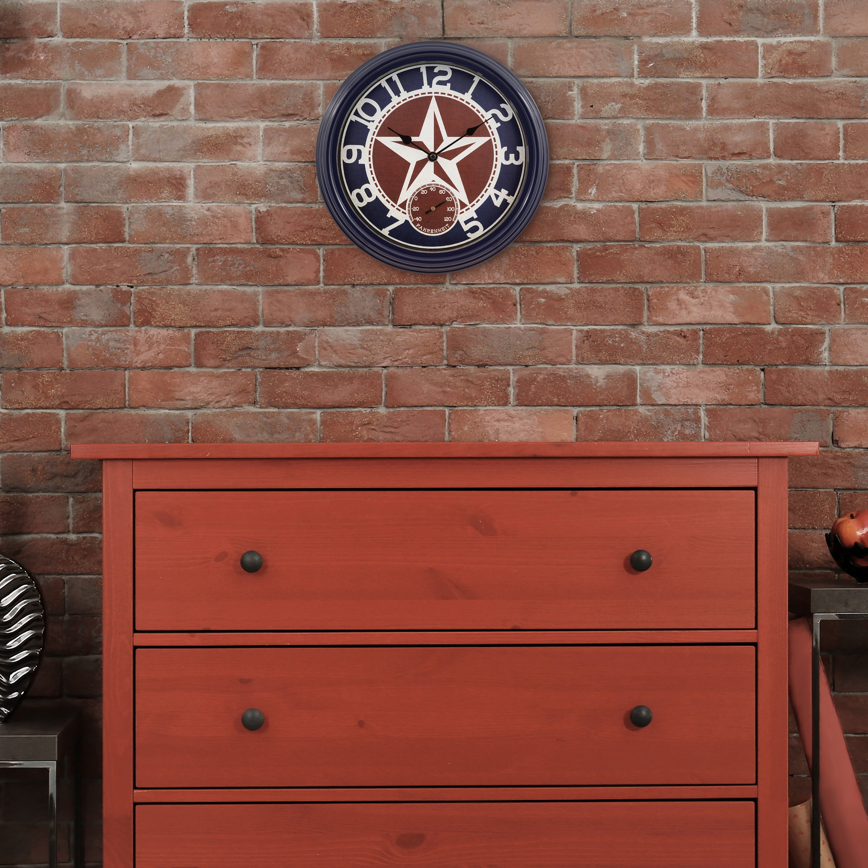 La Crosse Clock 12-inch Indoor/Outdoor Patriotic Quartz Analog Wall Clock, 404-3012TX
