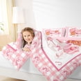 thumbnail image 4 of Feelyou Xmas Gingerbread Man Queen Comforter Set, Pink Buffalo Bedding Comforter Set, 3pcs, 4 of 8