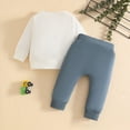 thumbnail image 6 of NOLDARES Toddler Boy Girl Clothes 2 Piece Long Sleeve Cute Print Crewneck Sweatshirt Sweatpants Casual Fall Winter Outfits Set Size:3-6 M,Blue, 6 of 6