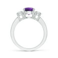 thumbnail image 2 of ANGARA Natural Classic Three Stone 1.15 ct Amethyst and Diamond Ring in 925 Sterling Silver for Women (Size-7mm) | February Birthstone, Anniversary, Jewelry Gift for Women | Natural Amethyst Ring, 2 of 8