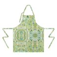 thumbnail image 2 of Green Ethnic Paisley Pattern Apron-Garden Aprons for Women with Pockets-Cotton Linen Waterproof Kitchen Cooking Gardening Aprons Adjustable for Kitchen,Cooking,BBQ and Salon 33x27 Inch, 2 of 7