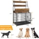 thumbnail image 4 of Historyli Jaula para perros con bandeja extraíble, divisor ajustable, puertas dobles, cuencos de acero inoxidable y 3 estantes de almacenamiento para interiores., 4 of 8