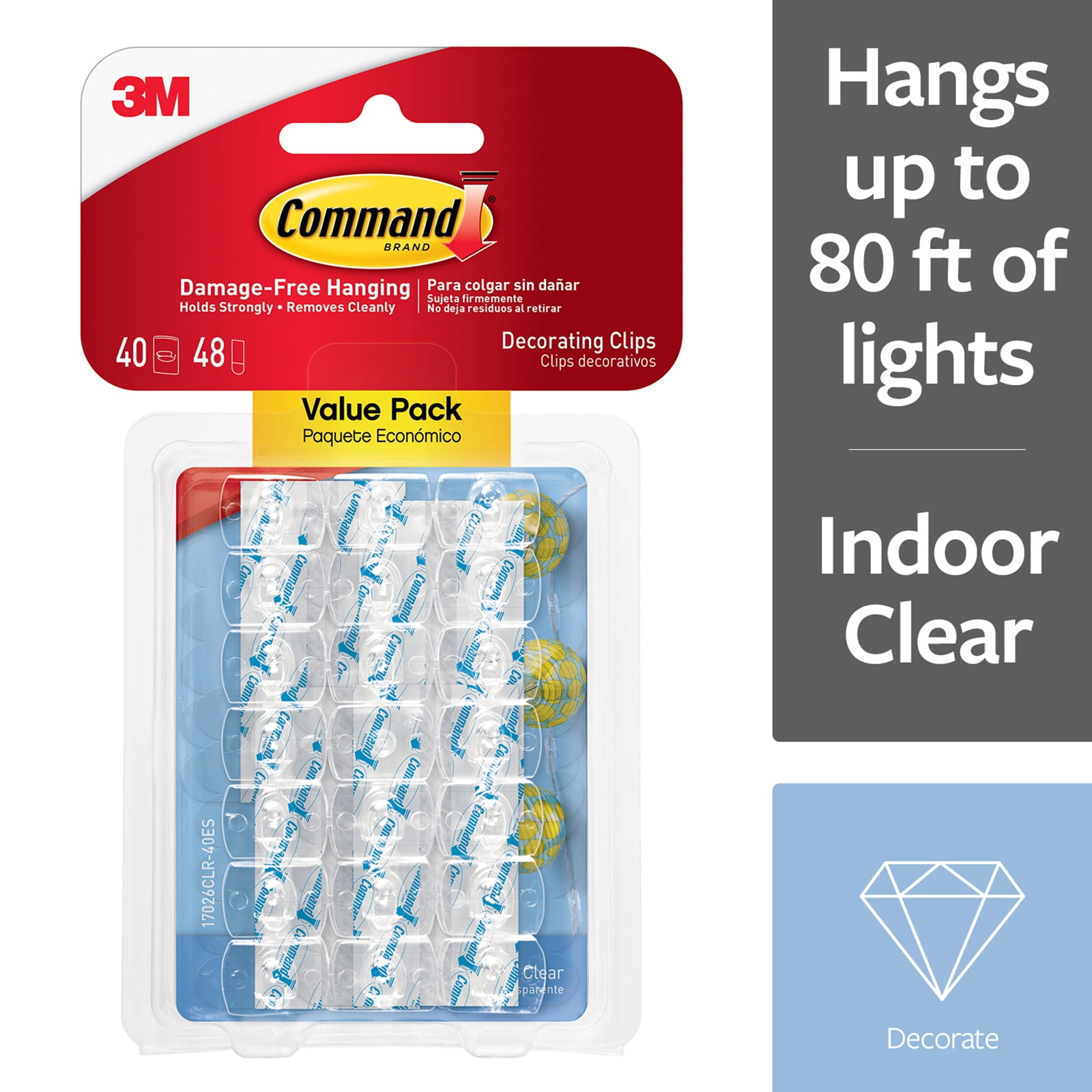 3M 12 Packs: 40 ct. 480 total Command Clear Decorating Light Clips