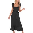 thumbnail image 2 of Vestido con tirantes y hombros anudados,Vestido sin mangas para mujer, Vestido con abertura lateral y dobladillo con volantes de encaje, Vestido de verano sin mangas para mujer, valor excepcional, 2 of 5