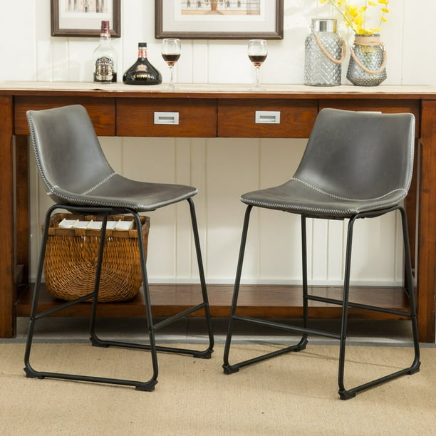 Roundhill Furniture Lotusville Vintage PU Leather Counter Height Stools