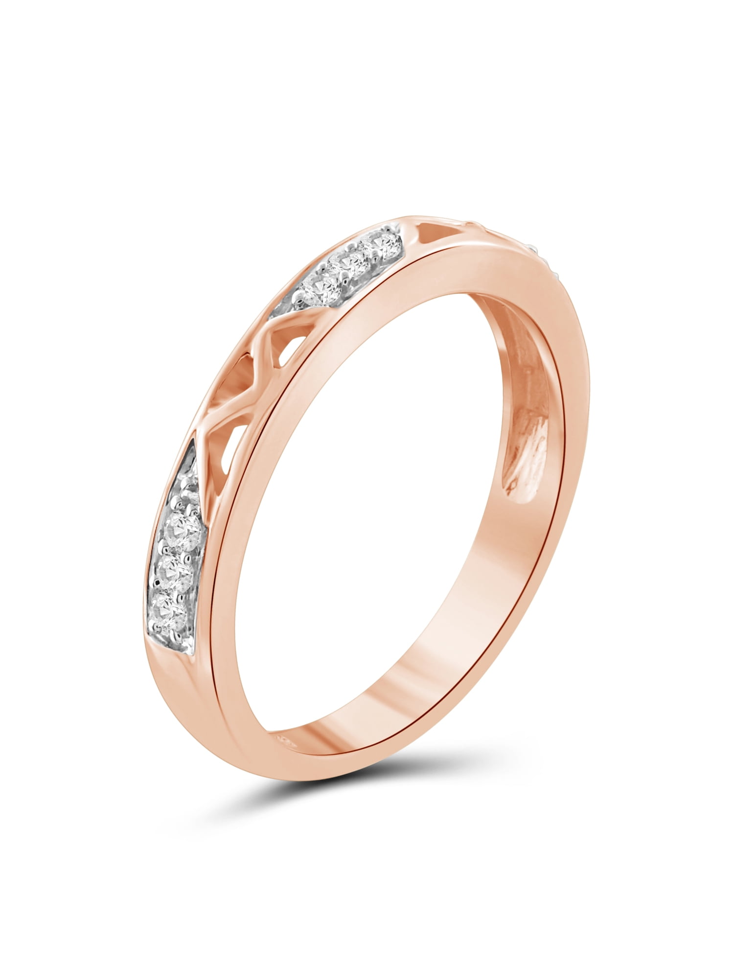 JewelersClub Diamond Rings for Women – Accent White Diamond Ring Jewelry– Rose Gold Over Silver Bands for Women –– Ring by JewelersClub