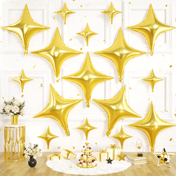 24 PCS Balloons, Four Angle Foil in 26 Inch and 10 Sizes for Graduation Birthday Anniversary Retirement Engagement New Year Party Decor