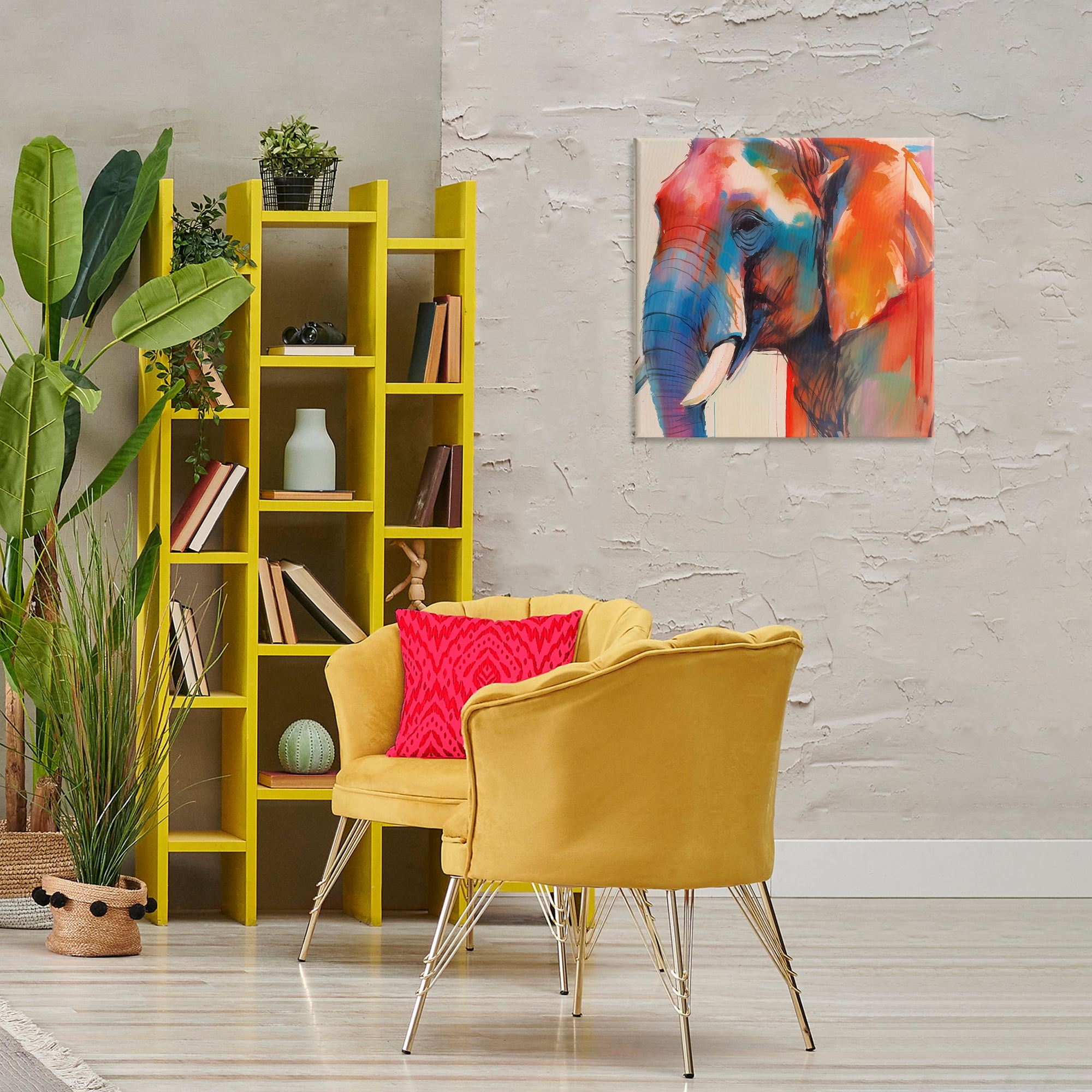Stupell Industries Elephant with Modern Hues Animals & Insects Painting Gallery Wrapped Canvas Art Print Wall Art, 24 x 24