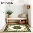 thumbnail image 3 of ODIKA 8'x10' Machine Washable Non-Slip Area Rug, Medallion Interlocking Lattice Motif with Classic Scrollwork Flourish High Traffic Rug, Green, 542461, 3 of 7