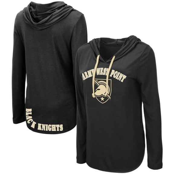 Women's Colosseum Black Army Black Knights My Lover Lightweight Hooded Long Sleeve T-Shirt