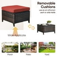 thumbnail image 4 of PARKWELL 2PCS Outdoor Wicker Ottoman Patio Rattan Furniture Footrest Seat Square Footstool w/Red Cushion, 4 of 8
