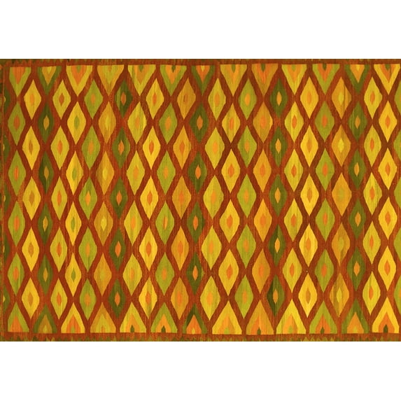 Ahgly Company Machine Washable Indoor Rectangle Oriental Yellow Traditional Area Rugs, 6' x 9'