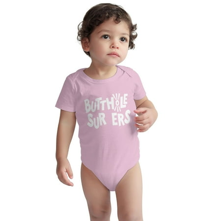 

Butthole Baby Onesie Sur-fers Toddler Baby Boys Girls Short-Sleeve Bodysuits Cotton Romper Pink 18 Months