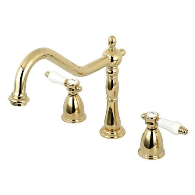 Kingston Brass KB1792BPLLS 8 x 16 in. Widespread Kitchen Faucet Less Sprayer, Polished Brass