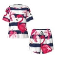 thumbnail image 2 of Yiaed Pink Flamingos Print Short Sleeve Pajama Sets for Women Casual Crew Neck 2 Piece Lounge Sets Women's Short-Sleeved Pajama-Large, 2 of 5