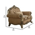 thumbnail image 3 of Scrolled Crown Top Fabric Chair with Cabriole Legs Beige and Brass, 3 of 3