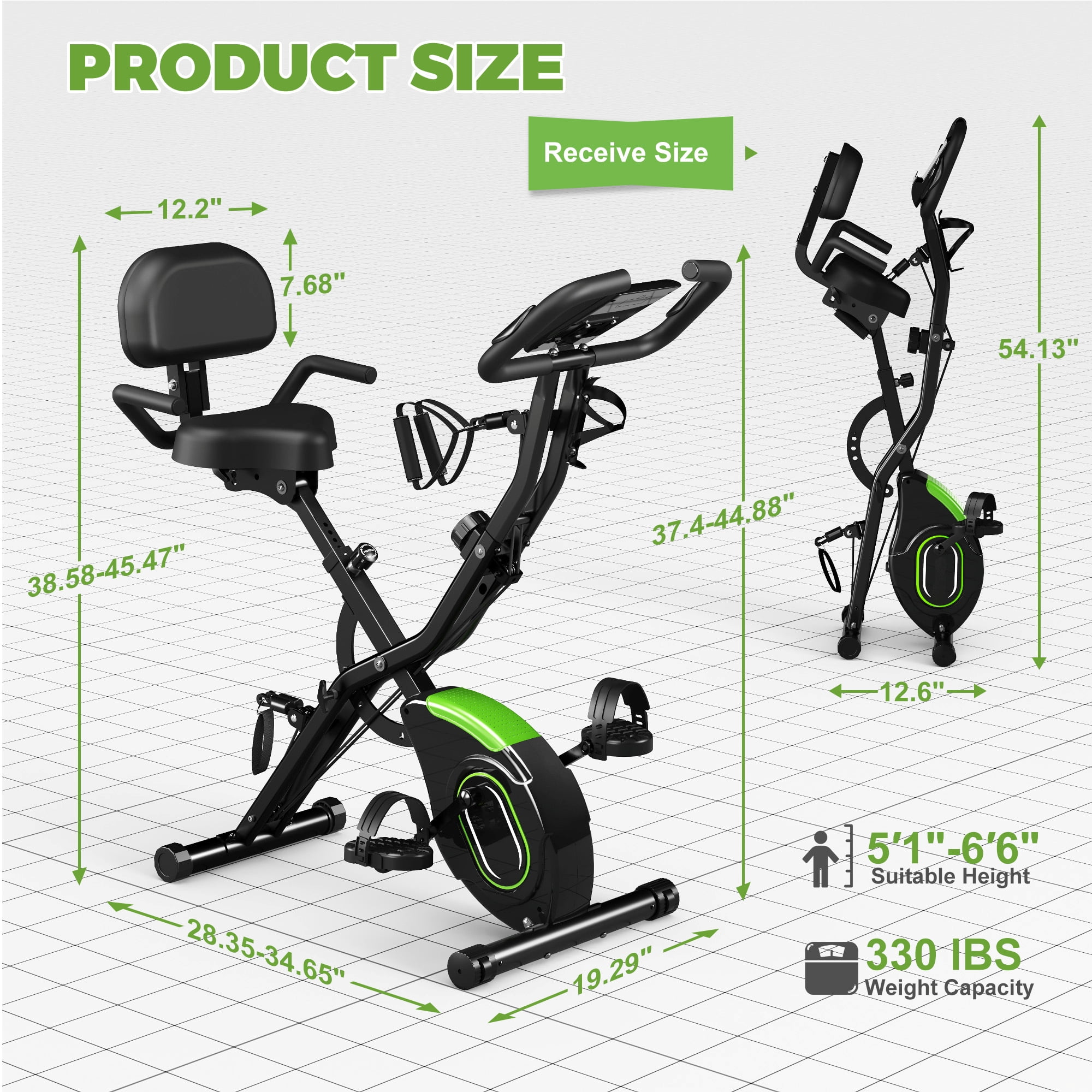 Folding Exercise Bike,5 in 1 Stationary Magnetic Cycling Bicycle Upright Indoor Cycling Bike for Home Workout,Office Exercise Equipment with 330LB Capacity