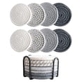 thumbnail image 5 of yilyih 8 Pcs Drink Coasters with Holder,4 Colors Absorbent Coasters for Drinks,Minimalist Cotton Woven Coaster Set for Home Decor Tabletop Protection Suitable for Kinds of Cups,4.3 Inches, 5 of 9