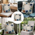 thumbnail image 6 of Spring Plant Throw Pillow Cover White Blue Circle Flower Linen Texture Cotton Linen Cushion Cover Throw Pillow Case with Invisible Zipper for Couch Sofa Bed Chair Car 24x24 Inch, 6 of 9