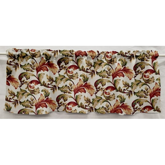 Autumn Fall Floral Leaves Valances by Penny's Needful Things (Two Valance Panels 12 inches Long UNLINED)