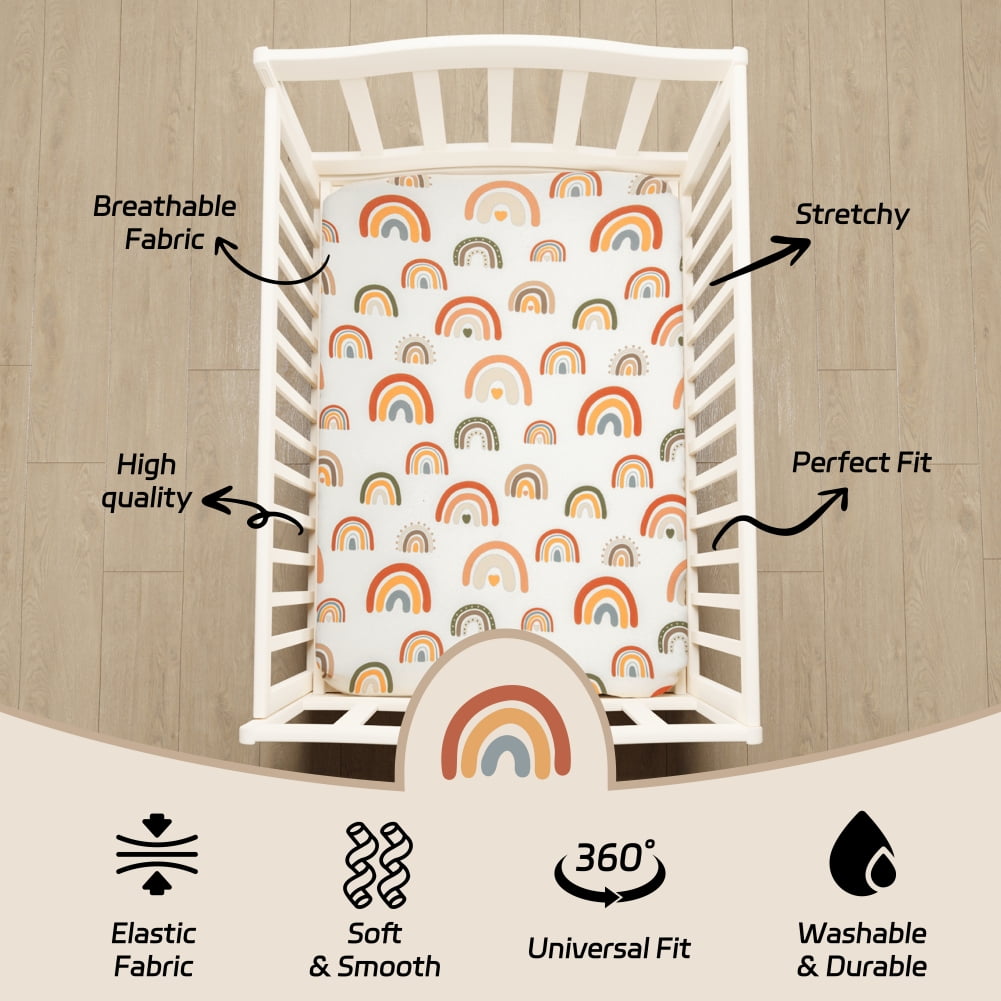 4 Pack Boho Crib Sheets Nursery Sheets Neutral Unisex Fitted Baby Standard Crib Sheets