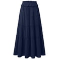 thumbnail image 5 of Paiwinds Women's Summer Fashion Solid Color A-Line Maxi Skirt with Elastic Waist and Pockets, Soft Comfortable Stretchy Polyester Spandex for Everyday Casual, 5 of 9