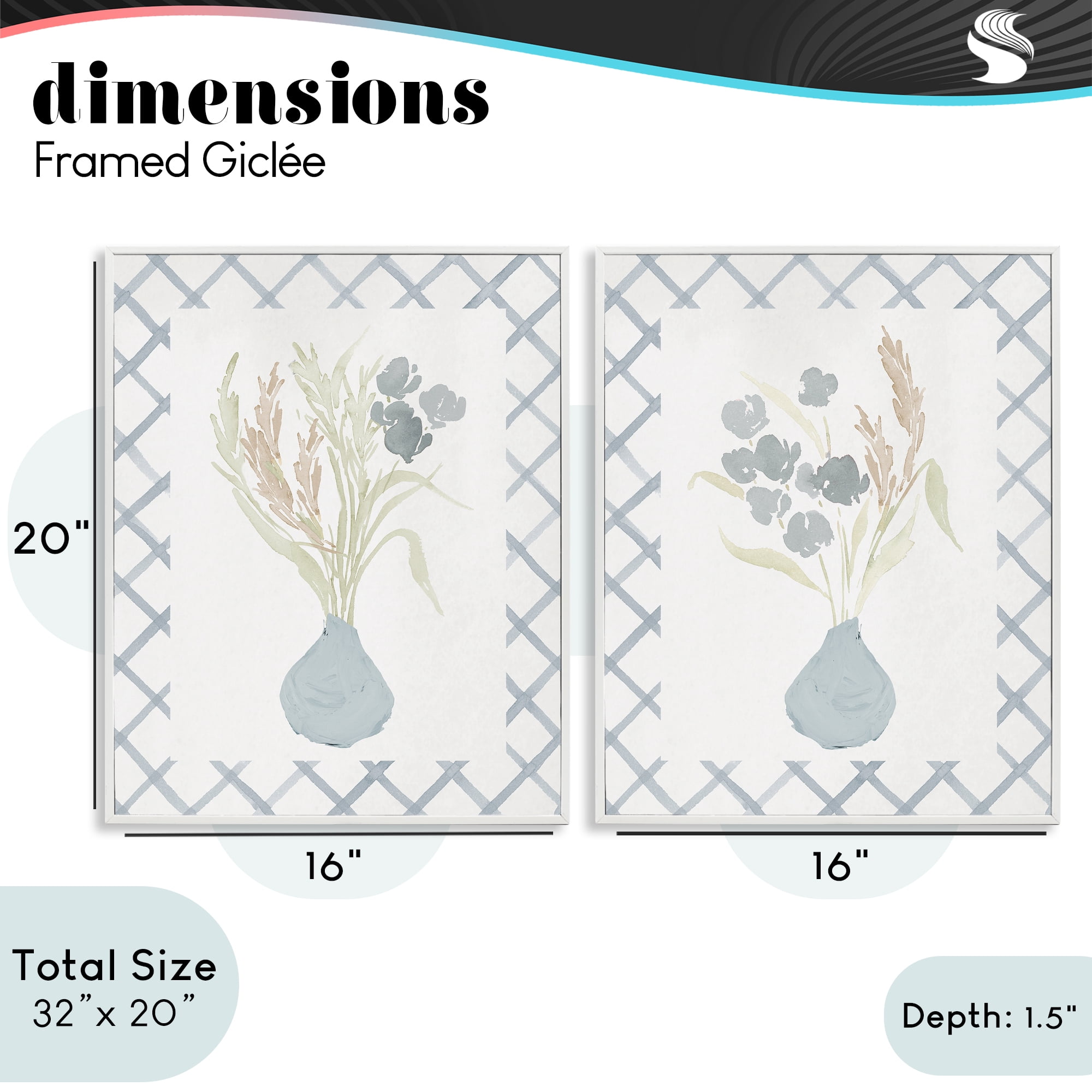 Stupell Industries Subtle Blue Anna Bouquets 2 Piece White Framed Giclee Art Set, design by Lucille Price