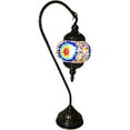 thumbnail image 5 of Silver Fever Handcrafted Mosaic Turkish Lamp Moroccan Glass Table Desk Bedside Light Bronze Base with E12 Bulb Red Yellow Starburst Latter, 5 of 9