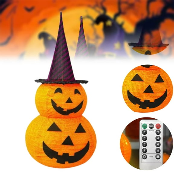 Halloween Collapsible Pumpkin Decorations, 3FT Jack-o-Lantern 50 LED Lights 8 Modes, Pop Up Pumpkin for Halloween Decorations Indoor Outdoor Garden Yard Porch Home Party Thanksgiving Decor