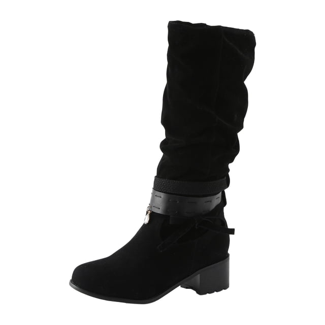 Dsscvnef Bottes Mi-Mollet pour Femmes en Daim avec Strass, Mode Décontractée, Élégantes et Confortables, Bottines pour Dames