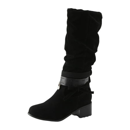 

Elegant Suede Slouch Winter Shoes Pull On High Heel Riding Boots for Women Suede Stiletto Long Booties Ladies Fahion Dress Tall Boots Cowboy Boots for Women