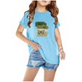 thumbnail image 3 of Vunhao Toddler Girls Striped Shirt, Vacation Graphic Tee Crew Neck Casual Short Sleeve Girls Shirt Pink Size 5 T, 3 of 9