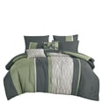 thumbnail image 2 of 9-Piece Green & Gray Geometric Embroidery Comforter Set, Luxury Bedding with Sheets and Decor Pillows, Cal King, 2 of 4