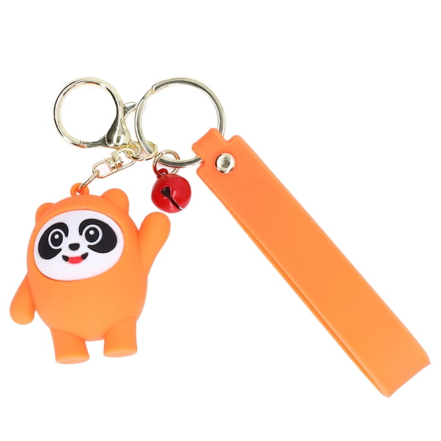 Llaveros de la mascota de los Juegos Olímpicos de Invierno 2022, llavero con colgante de Panda lindo de silicona suave para bolsa, color naranja