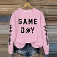 thumbnail image 4 of ADSSDQ Game Day Sweatshirts Women, Women's Funny Letter Printed Graphic Hoodies Oversized Sweatshirt Long Sleeve Neck Pullover Pink 2XL, 4 of 4