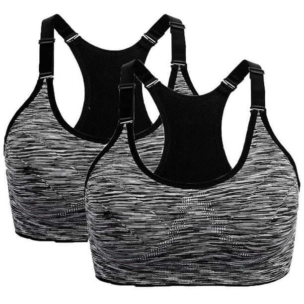 Pack de 2 sujetadores deportivos de alto impacto para mujer - Camiseta sin costuras para yoga y running con tirantes ajustables (tallas S-XL)